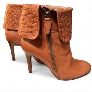Coach Tan Ankle Boots with Signature Detail
